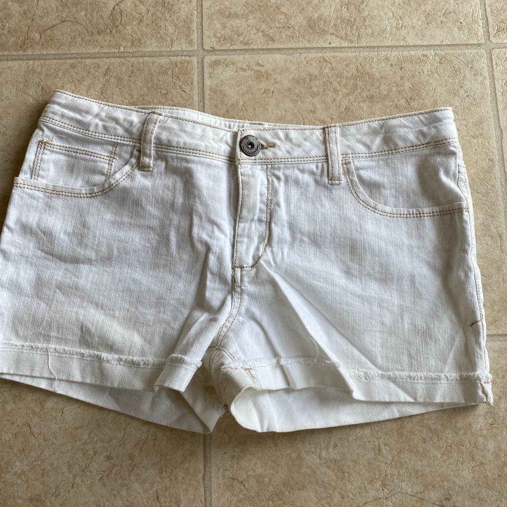 Girls White Denim Shorts